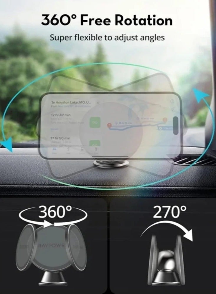 RAVPOWER Magnetic Phone Holder For Car - Black  - Image 4