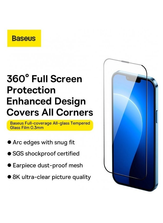 بيسوس 0.3Mm Privacy Protection All-Tempered-Glass Screen Protector For Ip 14 Pro (Pack Of 2 With Easystick Film Application Tool And 2 Cleaning Kits), Clear - Image 4