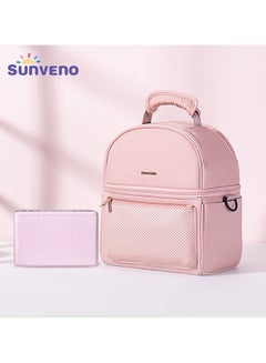 Sunveno Insulated Lunch Bag With Thermo Box And 4 Piece Flamingo Ice Pack Set Pink  - Image 3