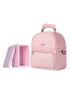 Sunveno Insulated Lunch Bag With Thermo Box And 4 Piece Flamingo Ice Pack Set Pink  - Image 1