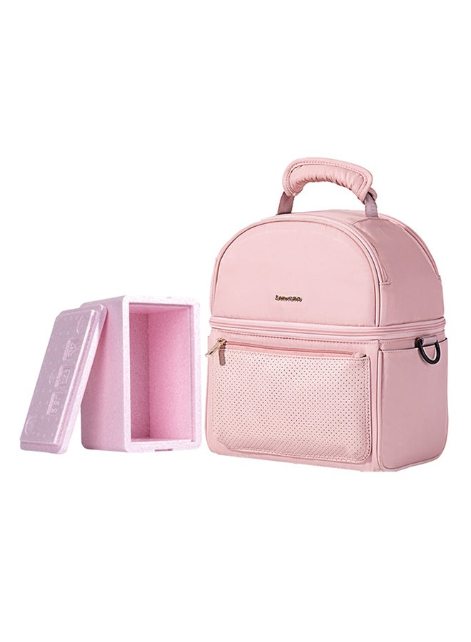 Sunveno Insulated Lunch Bag With Thermo Box And 4 Piece Flamingo Ice Pack Set Pink  - Image 1