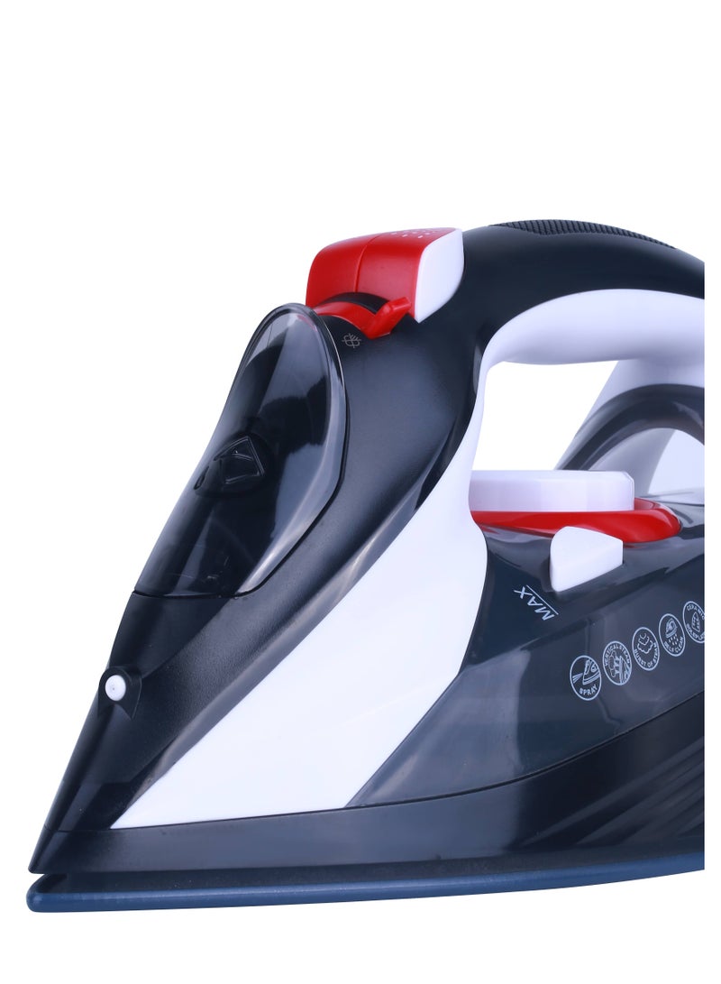 SONASHI - Steam Iron with Ceramic Coated Soleplate | Steam/Burst Steam/Spray/Dry Iron with Self-Clean Function | Anti-Drip/Anti-Calc/Auto Shut-Off With Water Tank 350 ml 2800 W SI-5085C Black/Red - Image 1