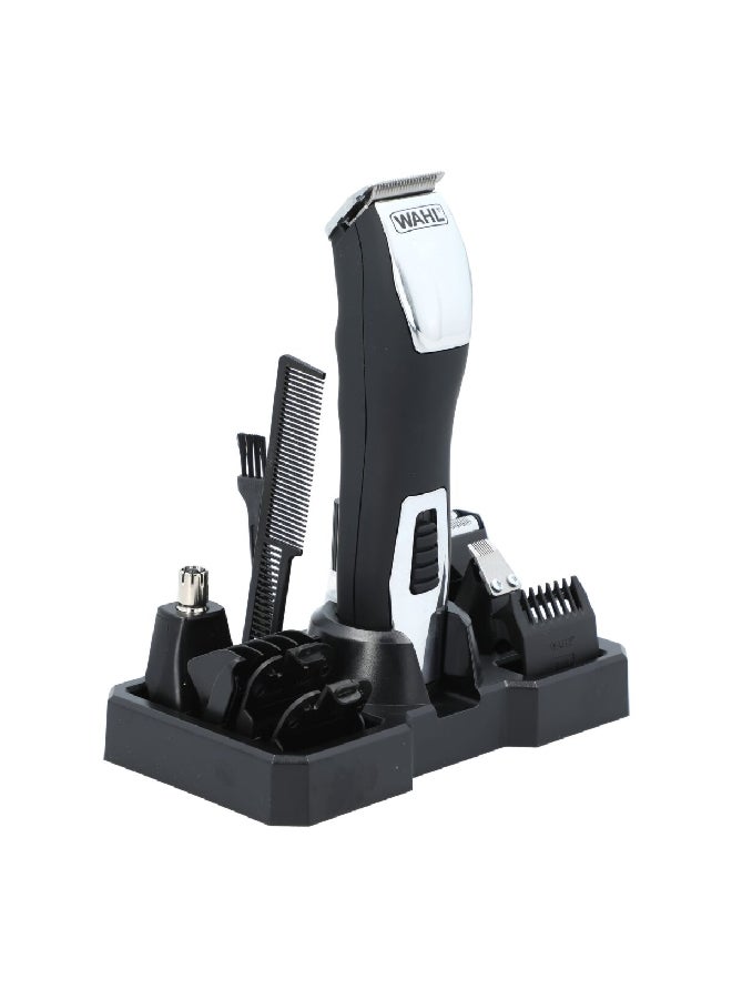 وال ماكينة حلاقة جروسمان برو للرجال قابلة لإعادة الشحن مع 8 ملحقات باللونين الأسود والفضي 13.8 × 6.8 × 27 سم 9855-1227 - Image 3