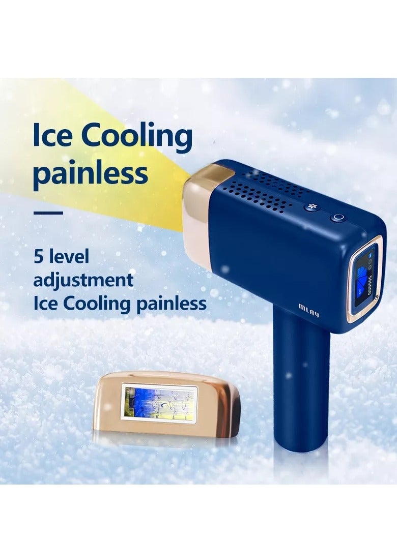 MLAY Newest T14 Laser Painless Fast Hair Removal 3℃ Cold Compress/5-Levels/500000 Pulses Dark Blue - Image 2