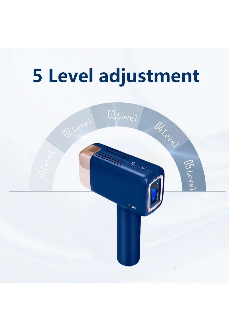MLAY Newest T14 Laser Painless Fast Hair Removal 3℃ Cold Compress/5-Levels/500000 Pulses Dark Blue - Image 3