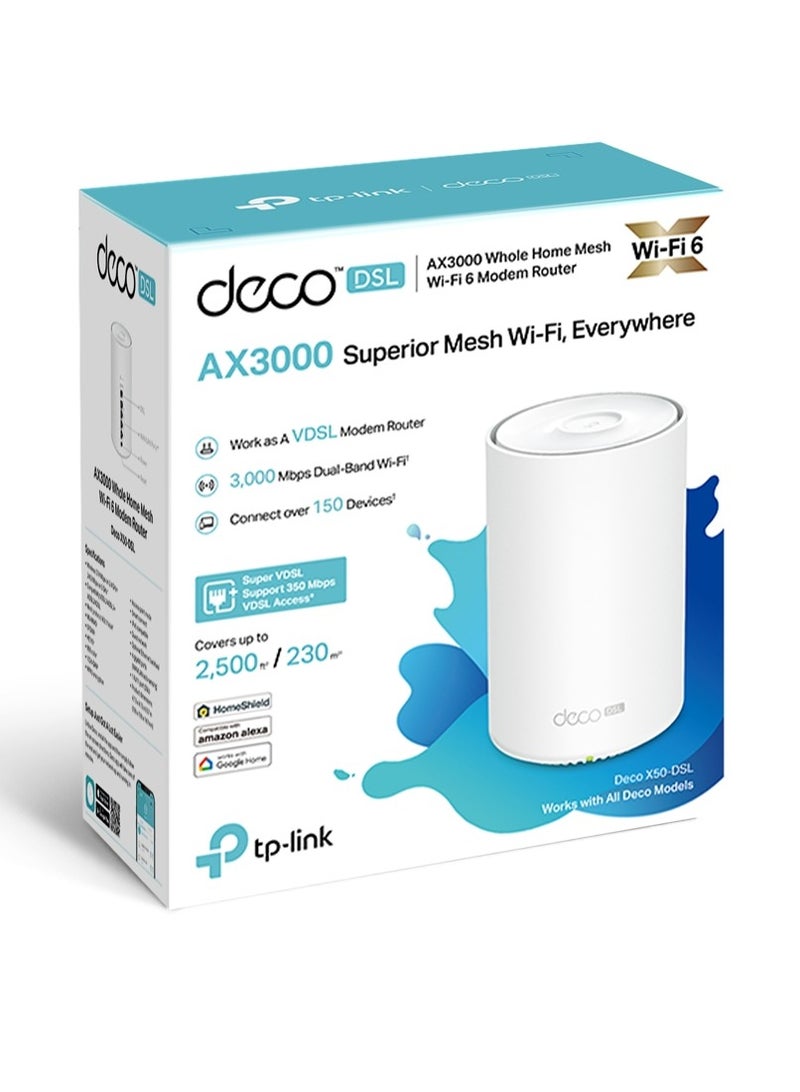 TP-LINK - Deco X50-DSL-AX3000 VDSL Whole Home Mesh WiFi 6 Router white - Image 1
