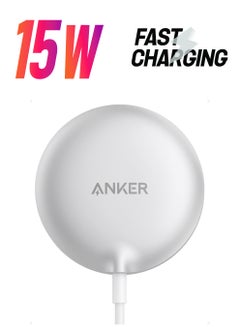 Anker 15W MagGo Ultra Fast iPhone Induction Charger (Pad), MagSafe Compatible, Qi2 Certified, for iPhone 16/16 Plus/Pro/Pro Max/15 Series (Mains Power Not Included) White  - Image 1