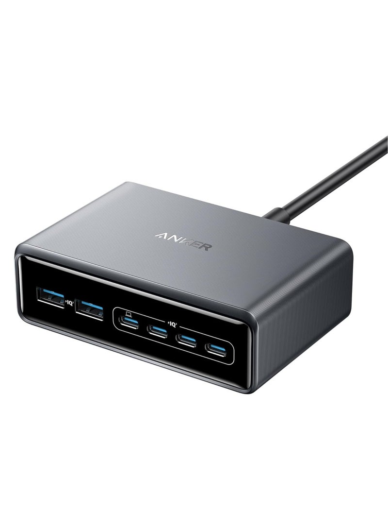 Anker Prime Charger, 200W 6-Port GaN Charging Station, Fast Charging USB C Charger, Compatible with iPhone 16/15/14 Series, MacBook Pro/Air, iPad Pro, Dell XPS, Samsung S25/S24, Huawei, Xiaomi, Vivo Silver  - Image 1
