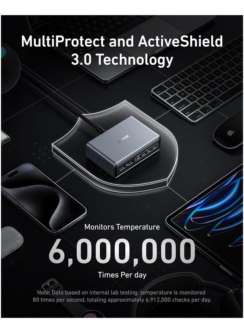 Anker Prime Charger, 200W 6-Port GaN Charging Station, Fast Charging USB C Charger, Compatible with iPhone 16/15/14 Series, MacBook Pro/Air, iPad Pro, Dell XPS, Samsung S25/S24, Huawei, Xiaomi, Vivo Silver  - Image 5