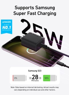 Anker USB C Plug, 25W USB C Charger with USB-C Cable, Supports PPS Fast Charging for iPhone 16/16 Pro/16 Pro Max/15, Samsung S25/S24+/S24/S23 Ultra/S23+/S23/S22/S21/S20/Note20(5 ft Cable Included) Black  - Image 2