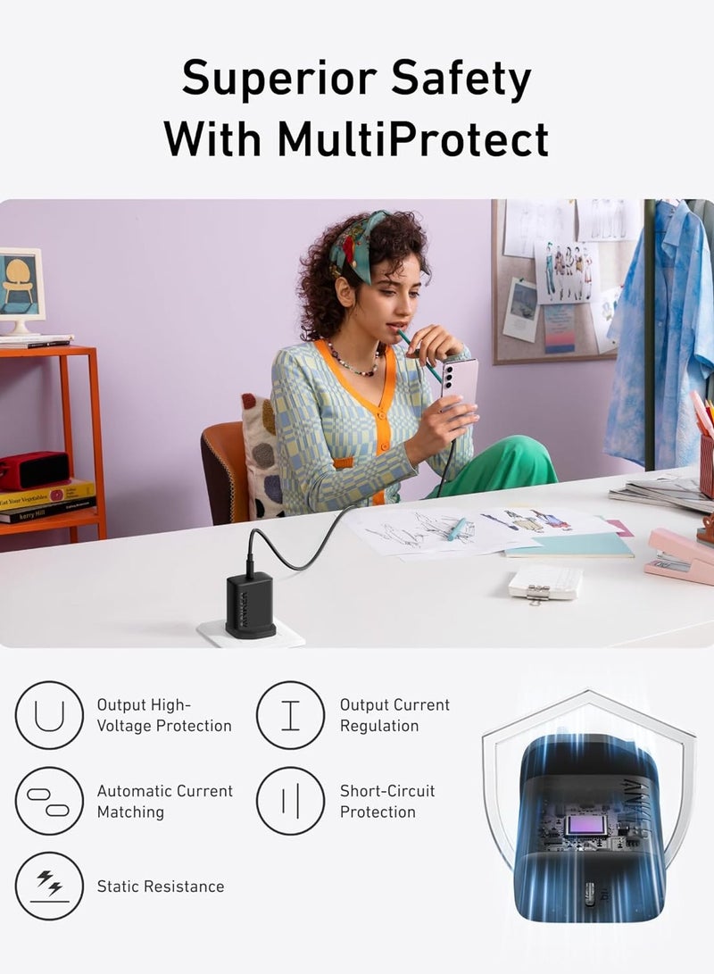 Anker - USB C Plug, 25W USB C Charger with USB-C Cable, Supports PPS Fast Charging for iPhone 16/16 Pro/16 Pro Max/15, Samsung S25/S24+/S24/S23 Ultra/S23+/S23/S22/S21/S20/Note20(5 ft Cable Included) Black - Image 1