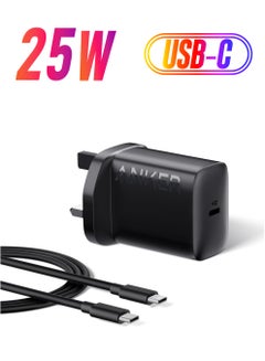 Anker USB C Plug, 25W USB C Charger with USB-C Cable, Supports PPS Fast Charging for iPhone 16/16 Pro/16 Pro Max/15, Samsung S25/S24+/S24/S23 Ultra/S23+/S23/S22/S21/S20/Note20(5 ft Cable Included) Black  - Image 1