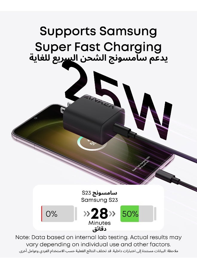 USB C Plug, 25W USB C Charger with USB-C Cable, Supports PPS Fast Charging for iPhone 16/16 Pro/16 Pro Max/15, Samsung S25/S24+/S24/S23 Ultra/S23+/S23/S22/S21/S20/Note20(5 ft Cable Included) Black - Image 2