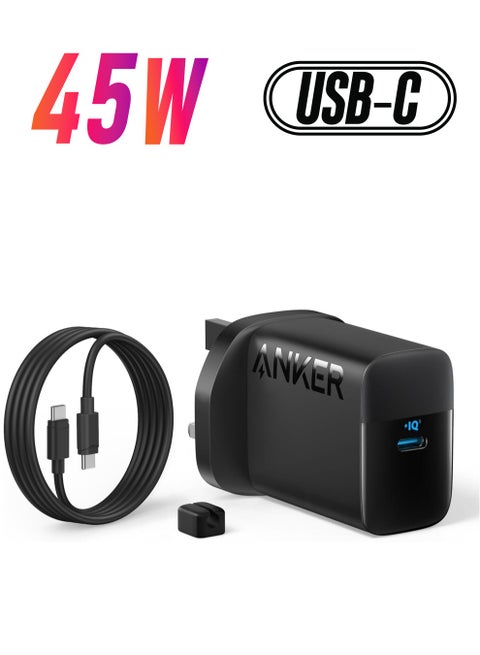 45W USB C Charger, PPS Fast Charger with Cable, Laptop Compatible, Super Fast Charging 2.0 for Samsung Galaxy S25/S24 Ultra/S24/S23+/Note20, iPhone 16/15, Pixel(5 ft USB C to C Cable Included) Black
