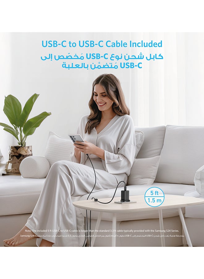 45W USB C Charger, PPS Fast Charger with Cable, Laptop Compatible, Super Fast Charging 2.0 for Samsung Galaxy S25/S24 Ultra/S24/S23+/Note20, iPhone 16/15, Pixel(5 ft USB C to C Cable Included) Black