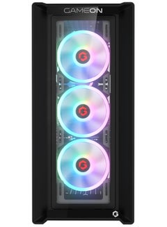 GameOn Vortex Midnight Series Mid Tower PC Gaming Case, ARGB+PWM Lighting, 0.8mm Tempered Glass Pre installed 4 RGB Fans Computer Case Dust Filters Black  - Image 2