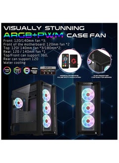 GameOn Vortex Midnight Series Mid Tower PC Gaming Case, ARGB+PWM Lighting, 0.8mm Tempered Glass Pre installed 4 RGB Fans Computer Case Dust Filters Black  - Image 4