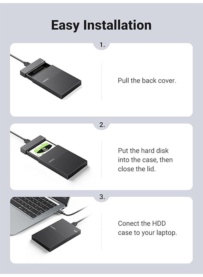 Ugreen - Hard Drive Enclosure, 2.5 inch SSD External Hard Drive Case, SATA to USB 3.0 Adapter SSD HDD Housing for 9.5mm 7mm 2.5 Inch SATA III II I, Support UASP 5Gbps High Speed, Up to 6TB, Tool-Free 6 TB - Image 1