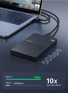 يو جرين Hard Drive Enclosure, 2.5 inch SSD External Hard Drive Case, SATA to USB 3.0 Adapter SSD HDD Housing for 9.5mm 7mm 2.5 Inch SATA III II I, Support UASP 5Gbps High Speed, Up to 6TB, Tool-Free 6 TB  - Image 2