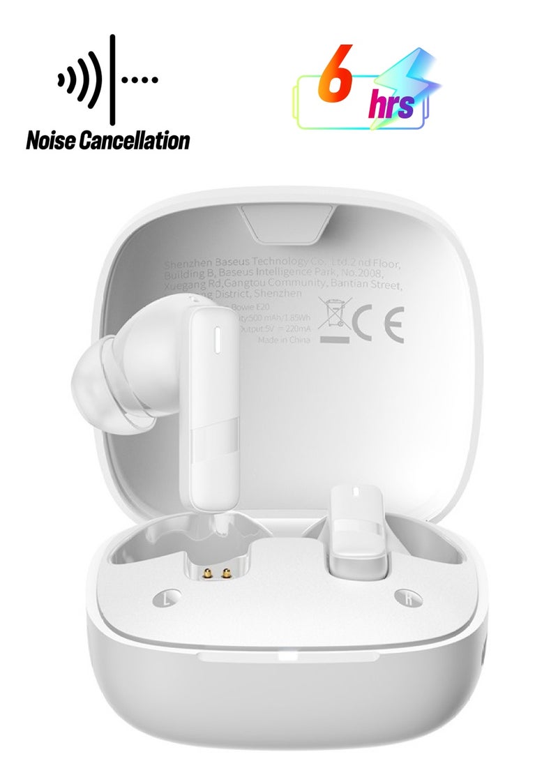Baseus Bowie E20 True Wireless Earphones Stellar White White  - Image 1
