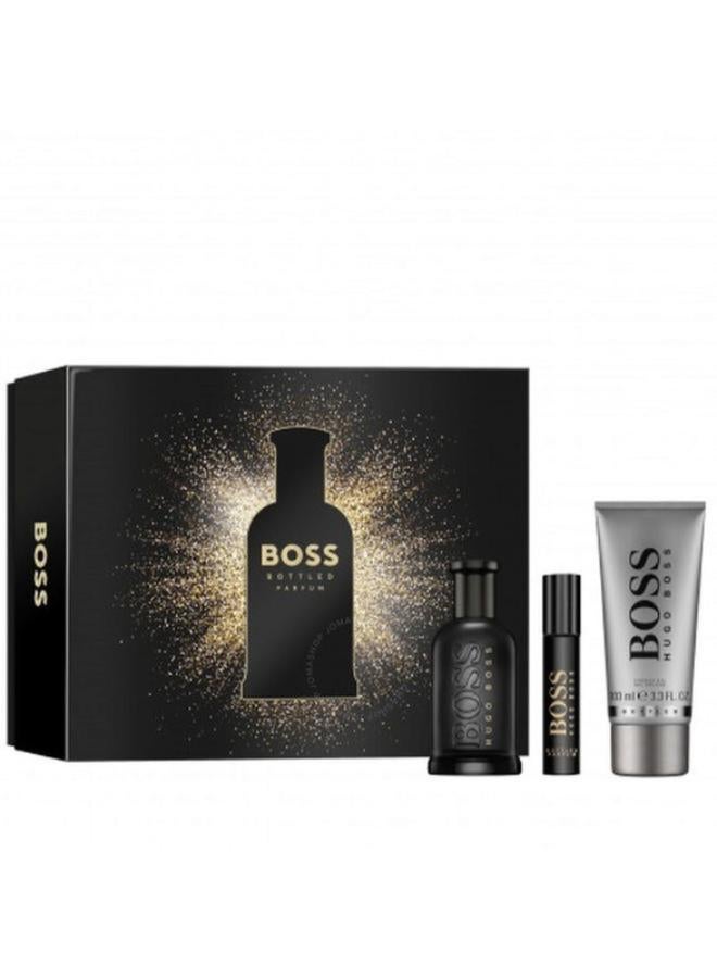 هوغو بوس BOSS BOTTLED SET FOR MEN PARFUM 100ML, TRAVEL SIZE PARFUM 10ML, AND SHOWER GEL 100ML 210ml 