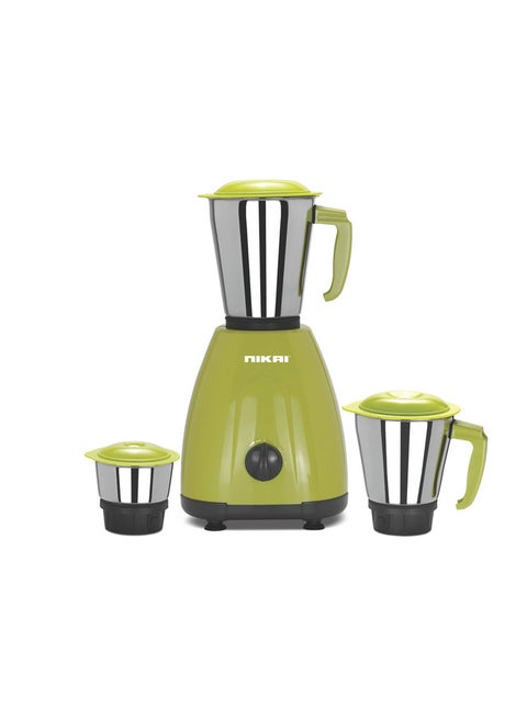 Nikai 550 Watts Heavy Duty Mixer Grinder, 3 Speed With Pulse, 1.2L Liquid Jar, 0.8L Dry Jar, 300 ML Chutney Jar NB804A 180 ml 550 W NB804A Green