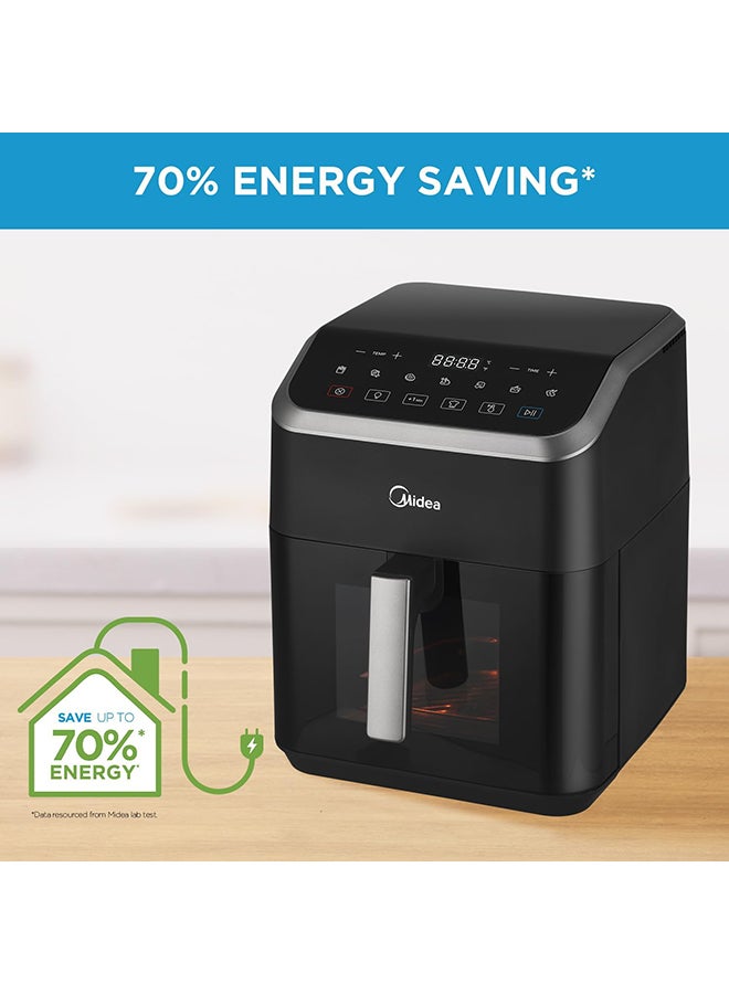 مديا - Air Fryer With Digital Touch Control, 7L Capacity, X Cycloneair Technology, See Through Window, Frying, Grilling, Broiling, Roasting, Timer Up To 60 Mins Temperature Control 200°C - 7 L 1500 W MAD-740F2APK Black - Image 1