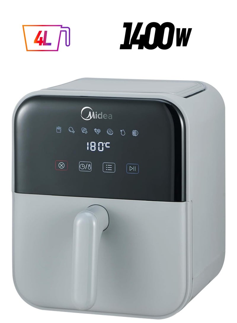 Midea - Air Fryer With Digital Touch Control, 4L Capacity, Healthy Cooking, Frying, Grilling, Broiling, Roasting, Baking & Toasting, Timer Up To 60 Minutes Temperature Control 200°C 4 L 1400 W MAD-400T2APH Grey - Image 1