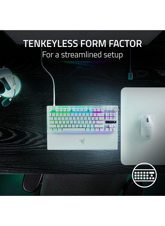 RAZER - Huntsman V3 Pro TKL Esports Gaming Keyboard: Analog Optical Switches with Rapid Trigger & Adjustable Actuation - Media Keys & Dial - Doubleshot PBT Keycaps - Aluminum Top Plate - Wrist Rest - White - Image 1