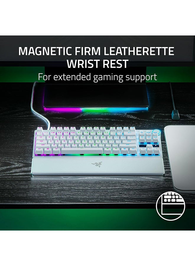 RAZER - Huntsman V3 Pro TKL Esports Gaming Keyboard: Analog Optical Switches with Rapid Trigger & Adjustable Actuation - Media Keys & Dial - Doubleshot PBT Keycaps - Aluminum Top Plate - Wrist Rest - White - Image 1