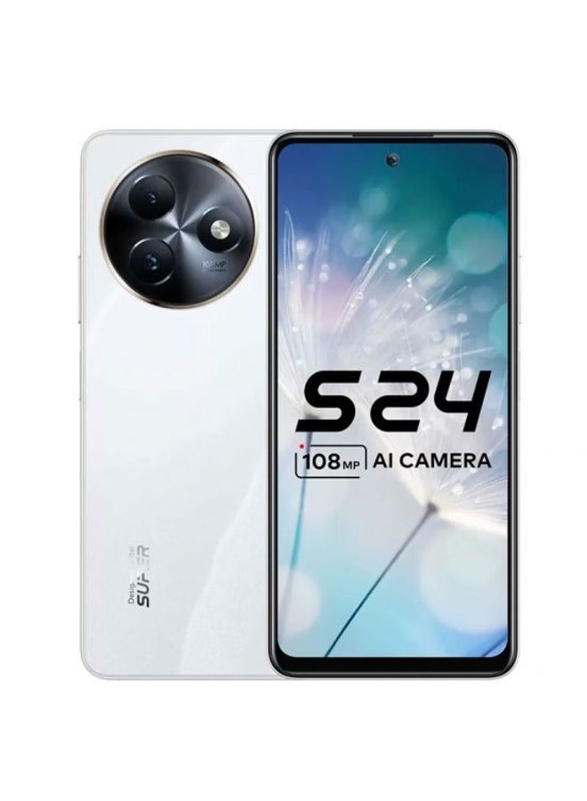 إيتيل هاتف S24 ثنائي الشريحة باللون الأبيض الفاتح، 8+8 جيجابايت رام، 128 جيجابايت، 4G  - Image 1