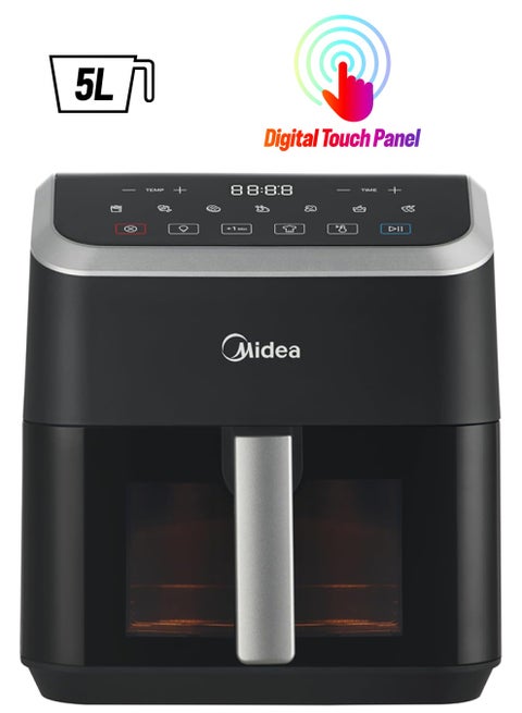 Air Fryer With Digital Touch Control, 5L Capacity, X Cycloneair Technology, See Through Window, Frying, Grilling, Broiling, Roasting, Timer Up To 60 Mins Temperature Control 200°C 5 L 1500 W MAD-550F2APK Black