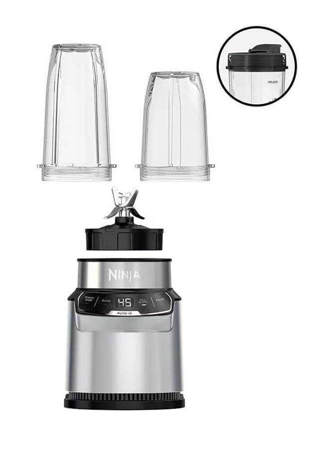 Ninja - Blender With 2 Automatic Programs: Blend & Max Blend, Pulse Setting, 2x 700ml Cups With Spout Lids, Dishwasher Safe Parts, Smoothie Maker, Auto-iQ 700 ml 1000 W BN500ME Silver - Image 1