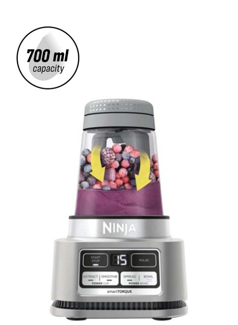 Foodi Power Nutri Blender 2-In-1, Blend Smoothie Bowls, Thick Spreads & Frozen DrInks, Automatic Programs, 700ml Cup & 400ml Bowl With With Power Paddle 700 ml 1100 W CB102ME Silver