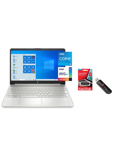 Slim 15-DY2093WM Professional & Business Laptop With 15.6-Inch FHD Display, Core i5-1135G7 Processor/32GB DDR4 RAM/1TB SSD/Intel Iris Plus Graphics/Windows 11 + Sandisk USB Card 32 GB English Silver