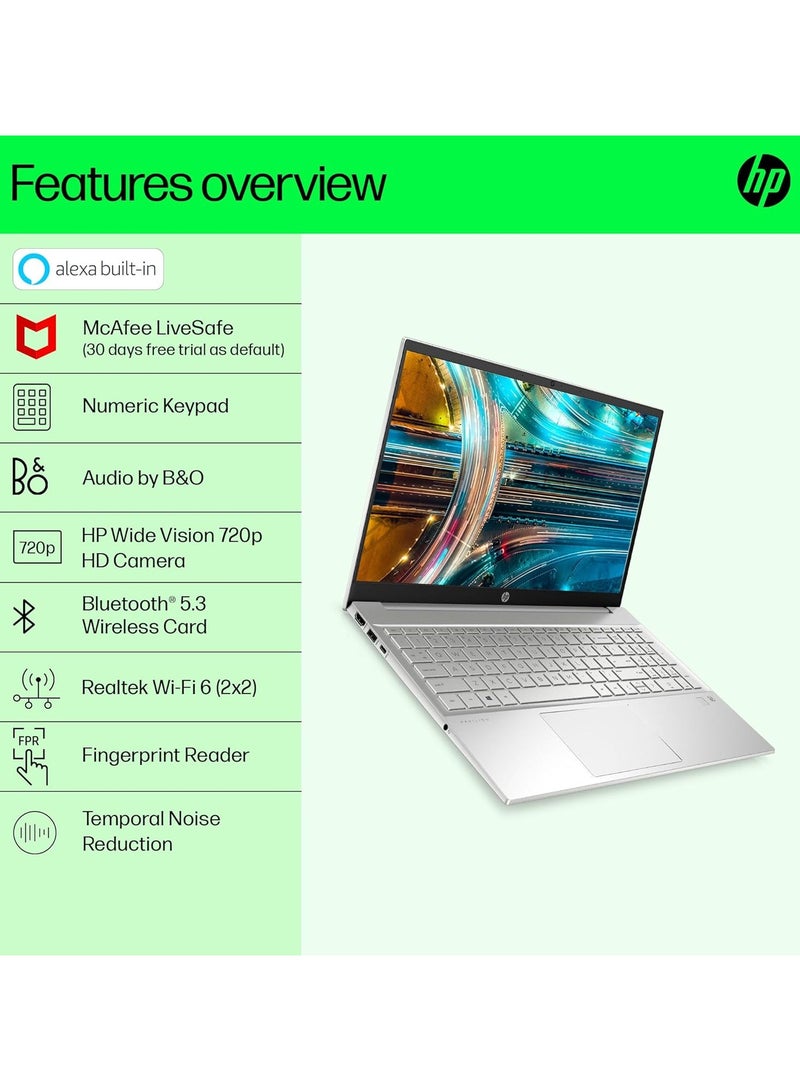 HP - 2024 Pavilion (Upgraded Version) Laptop 15.6 Inch FHD Touch Screen Display, Core i5 Processor/32GB RAM/1TB SSD/Intel Iris XE Graphics/Windows 11 English/Arabic silver - Image 1