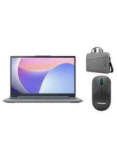 IdeaPad Slim 3 15IRU8 Laptop With 15.6-Inch Display, Core i3-1305U Processor/8GB RAM/256GB SSD/Intel Iris Xe Graphics/Windows 11 With Lenovo Bag+ Mouse English Arctic Grey
