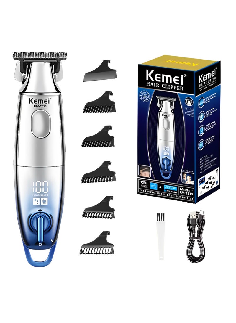 Kemei Professional Hair Clipper for Men Electric Beard Trimmer Barber USB Rechargeable Hair Cutting Trimer - KM3230  - Image 1