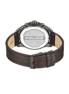 POLICE Men's Burbank Green Dial Chocolate Brown Leather Strap Gents Chronograph Watch With Stainless Steel Case  - Image 4