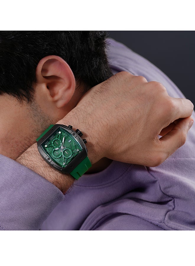 POLICE Men's Coswig Green Dial Green Silicone Strap Gents Chronograph Watch With Alloy Case - Image 5