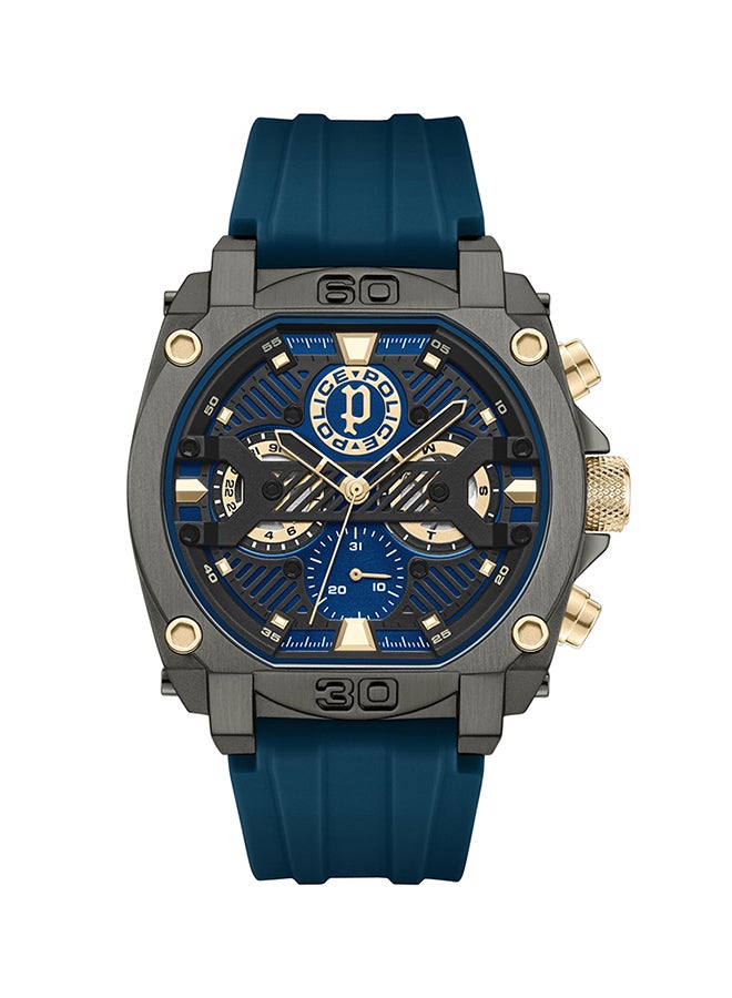 POLICE Men's Norwood Navy & Black Sunray Dial Navy Blue Silicone Strap Gents Chronograph Watch With Stainless Steel Case - Image 1