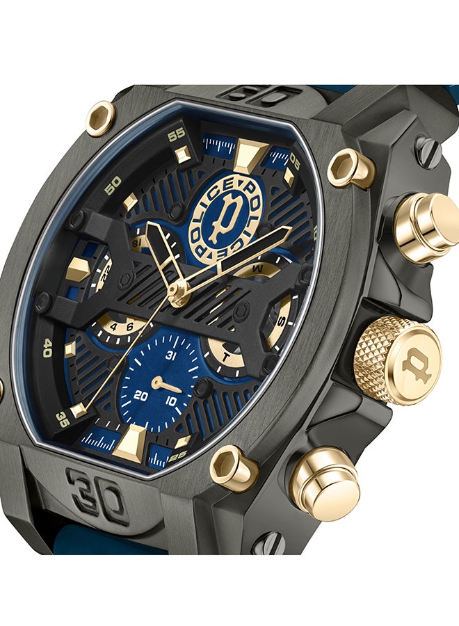 POLICE Men's Norwood Navy & Black Sunray Dial Navy Blue Silicone Strap Gents Chronograph Watch With Stainless Steel Case - Image 3