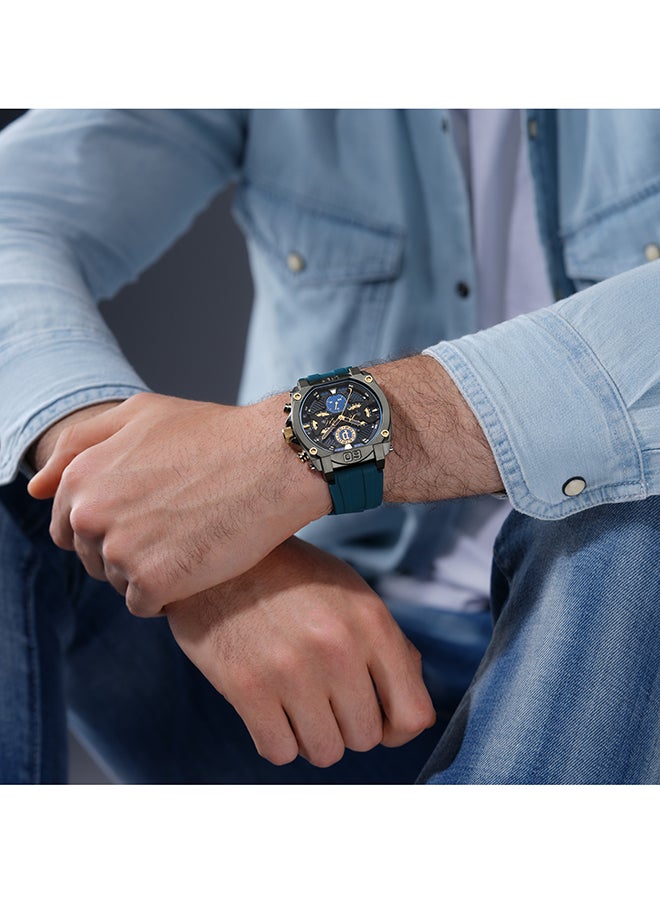 POLICE Men's Norwood Navy & Black Sunray Dial Navy Blue Silicone Strap Gents Chronograph Watch With Stainless Steel Case - Image 5