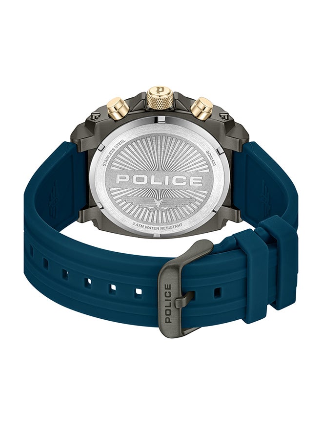 POLICE Men's Norwood Navy & Black Sunray Dial Navy Blue Silicone Strap Gents Chronograph Watch With Stainless Steel Case - Image 4