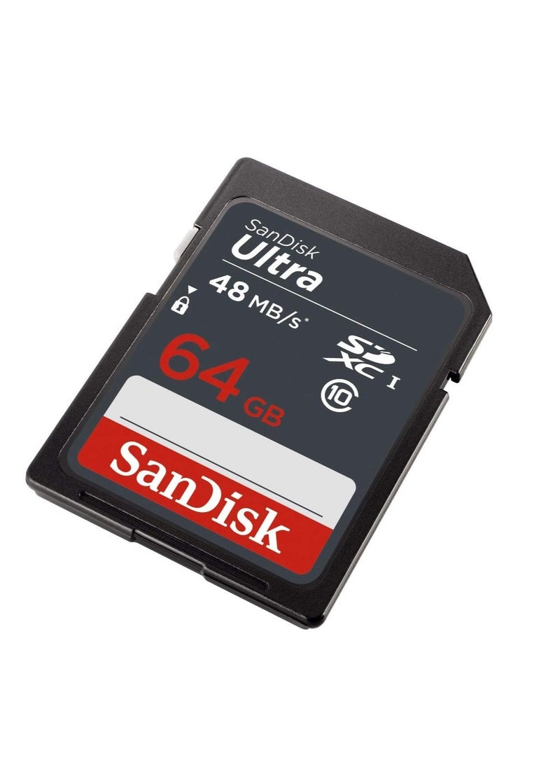سانديسك بطاقة ذاكرة Ultra SDXC UHS-I Class 10 سعة 48 ميجابايت - Sdsdunb-064G-Gn3In، أسود، Fba_118883 