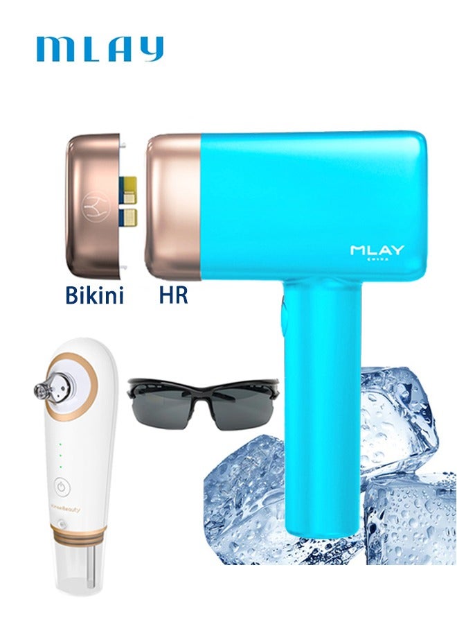 MLAY T14 Laser Painless Fast Hair Removal 3℃ Cold Compress/5-Levels/500000 Pulses Carry An Additional Lamp And Gift Sky Blue - Image 1