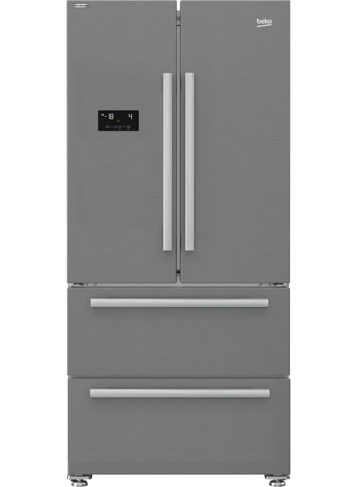 No-Frost Refrigerator 539 Liters - French Style Multi Door - Bottom Freezer - ProSmart Inverter Motor - Harvest Fresh Technology GNE60500X Pearl Steel