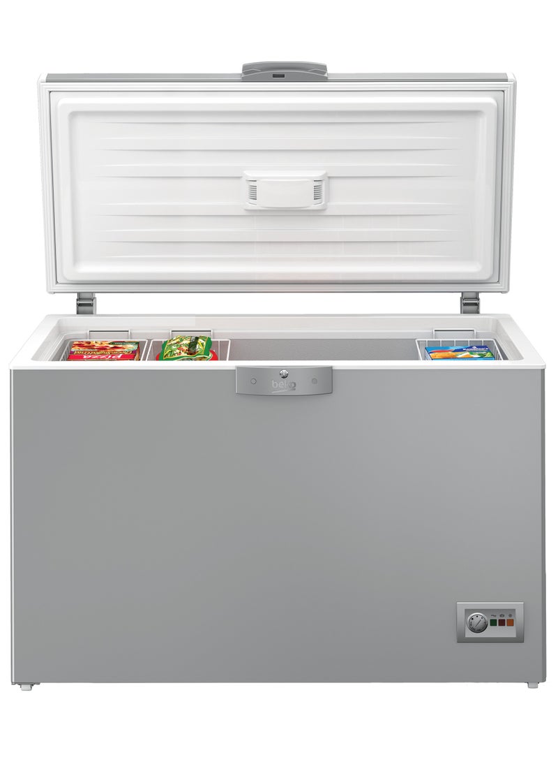 Beko - Chest Freezer 362 Liters - Fast Freeze - Freezer Guard - Door Lock - 129.5 cm Width 362 L 445 kW HSA40500SEG New Silver – ARC 1035 - Image 1