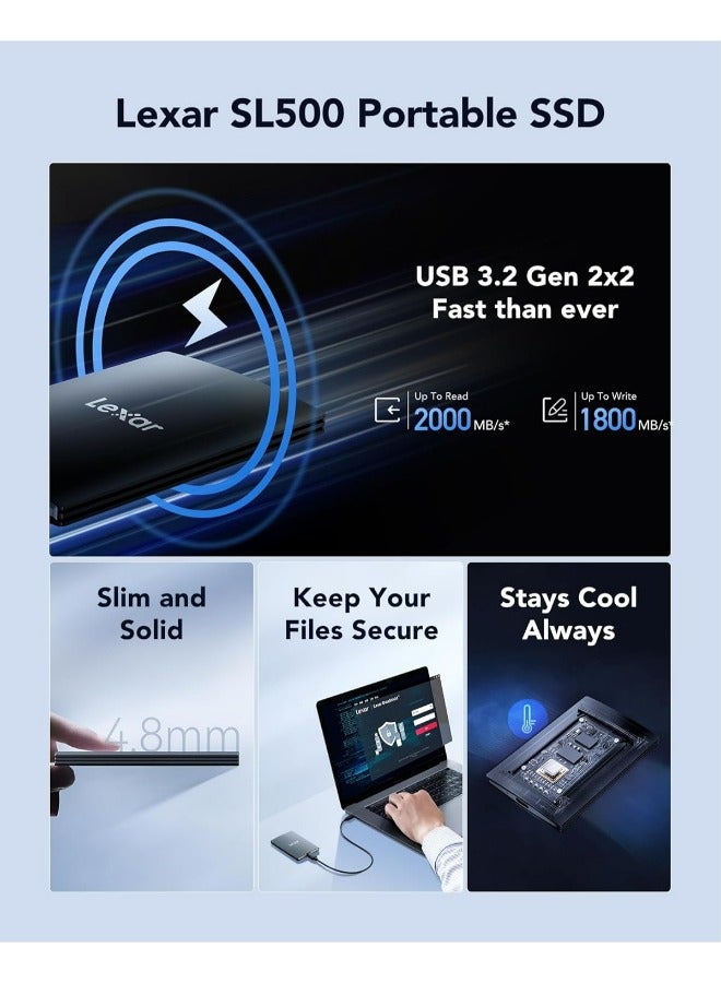 Lexar - External Portable, USB3.2 Gen2*2,  Upto 2000MB/s Read, Upto 1800MB/s Write | SSD 2 TB - Image 1