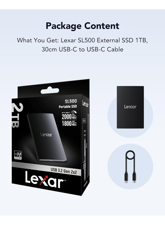 Lexar - External Portable, USB3.2 Gen2*2,  Upto 2000MB/s Read, Upto 1800MB/s Write | SSD 2 TB - Image 1